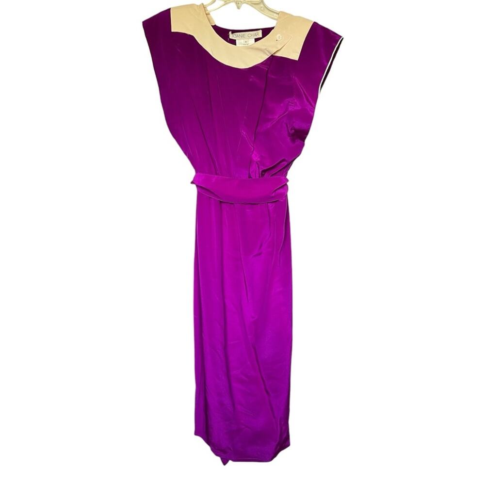 Vintage Joanie Char silk dress NEW 80s purple deadstock Sz 4